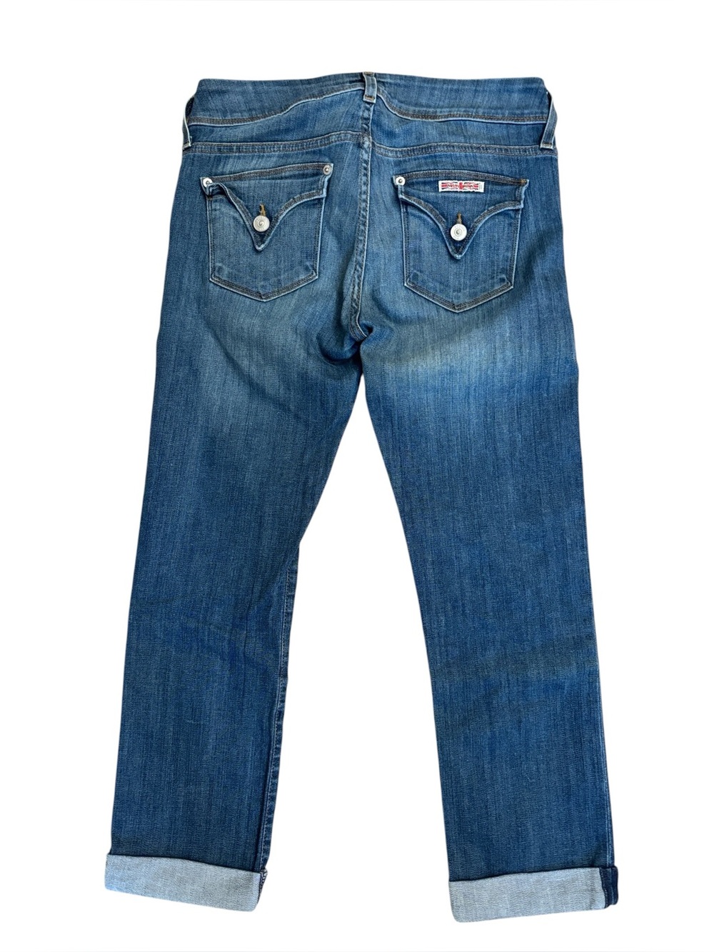 Hudson‎ Ginny Crop Straight with Cuff Blue Jeans Back Flap Pocket Y2K Size 27